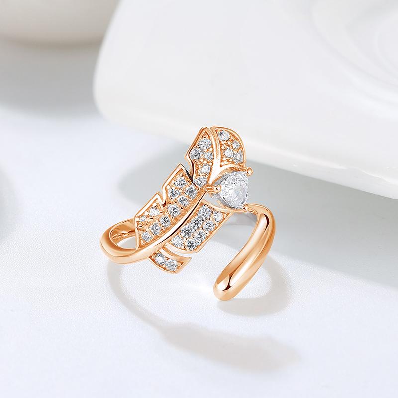 Sterling Silver CZ Feather Ring – Mandi Collection